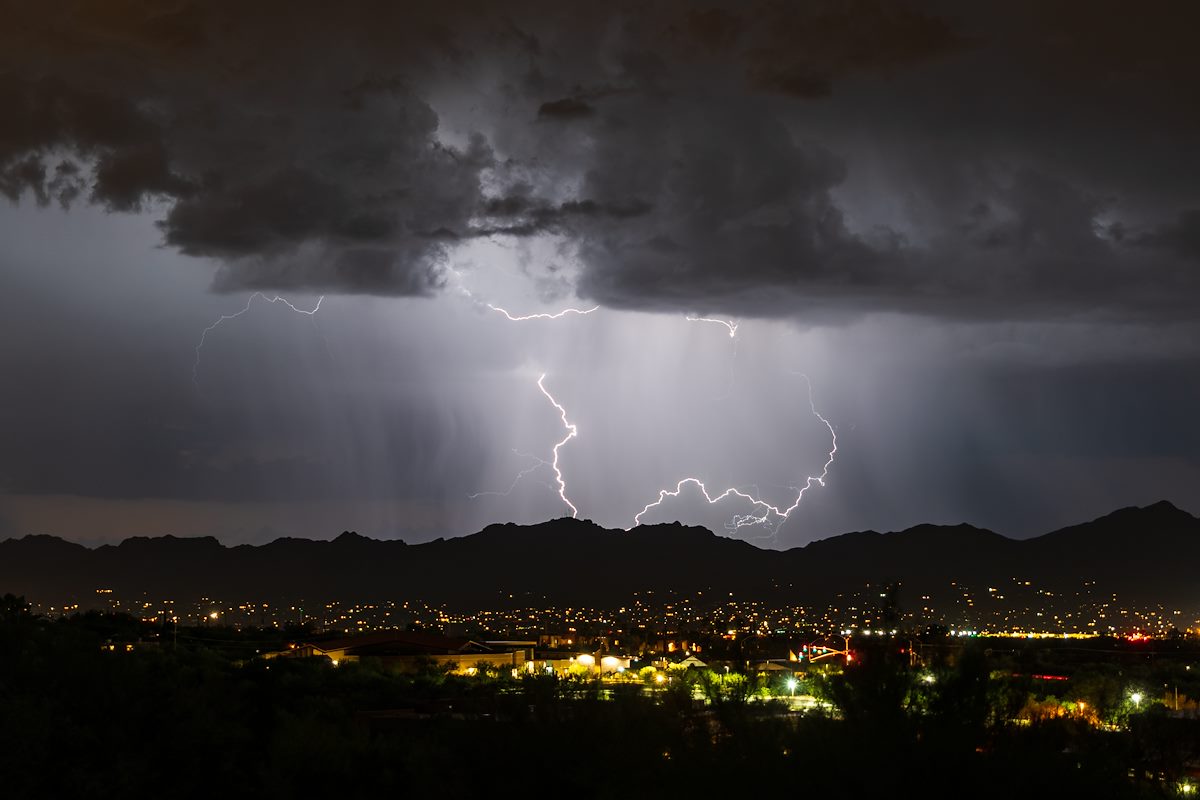 2018 September Lightning over the Tucson Mountains 03