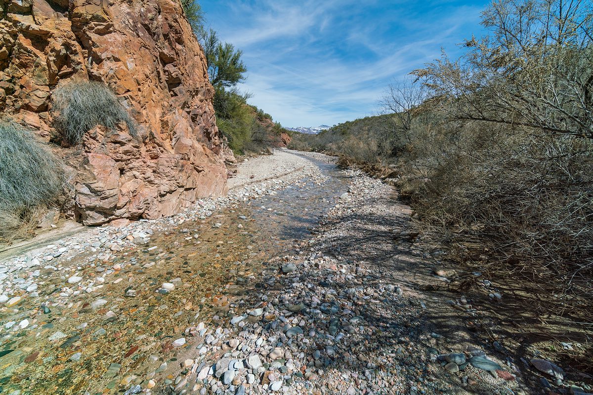 2019 February Water in Edgar Canyon with Bassett Peak in the distance