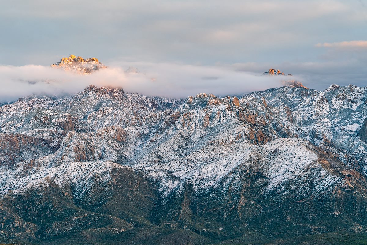 2019 January Cathedral Rock and Window Peak above the clouds and in the Sun