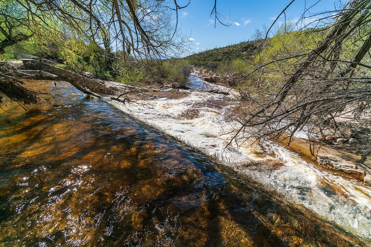 2019 March Water flowing over the Dam in Sabino Canyon