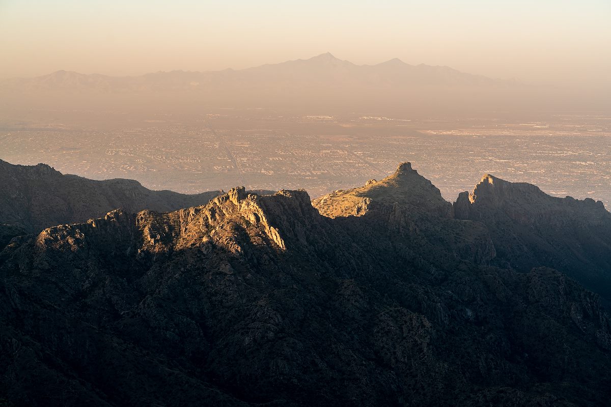 2020 June Sunset Light on Thimble Peak with Mount Wrightson in the Distance