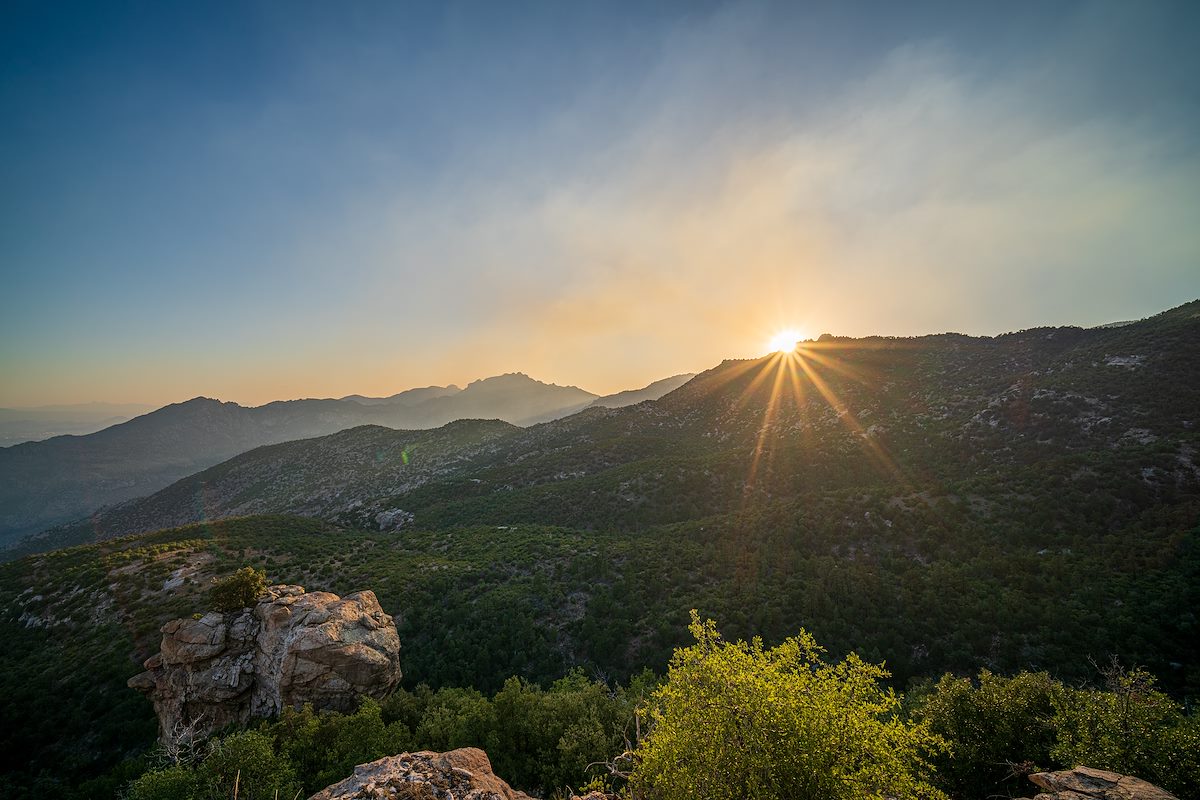 2020 June Sunset on the Box Camp Trail with Smoke from the Bighorn Fire