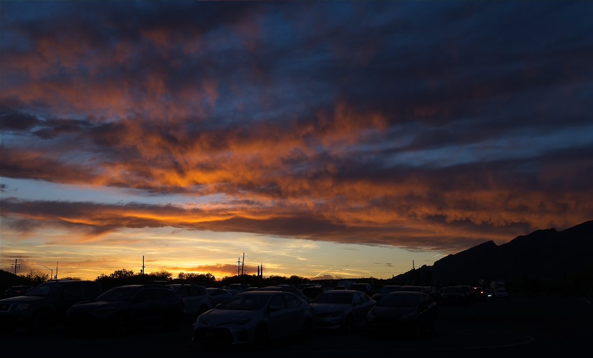 2026 March Sunset and Cars in the Sabino Canyon Parking Area