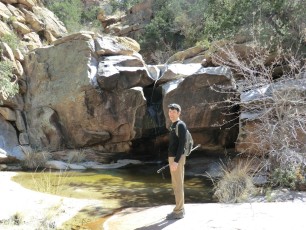 1203 Aaron in front of one of the pools in the West Fork of Molino